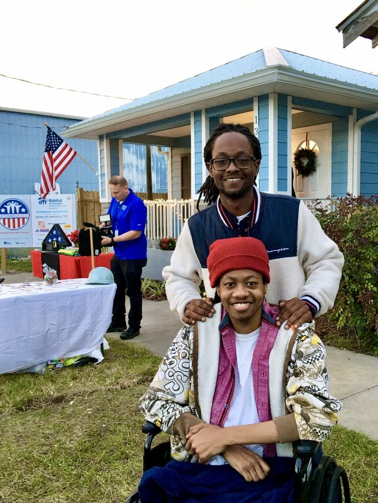 Vincent and Caleb Smith during the dedication of their Habitat Hillsborough Veterans Build home.